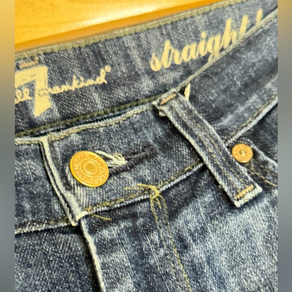 7 For All Mankind Straight Leg Jeans in Dark Blue Wash, Size 25 - Picture 3 of 4